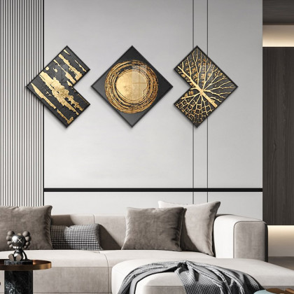 HMR - 3-Piece Modern Look Interior Decor Abstract Wall Art Set