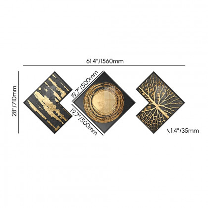 HMR - 3-Piece Modern Look Interior Decor Abstract Wall Art Set