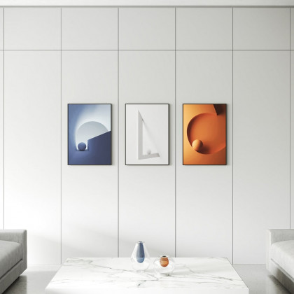 HMR - 28" 3-Pieces Modern Wall Decor Living Room Abstract Art Canvas Print with Metal Frame