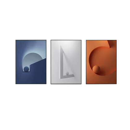 HMR - 28" 3-Pieces Modern Wall Decor Living Room Abstract Art Canvas Print with Metal Frame