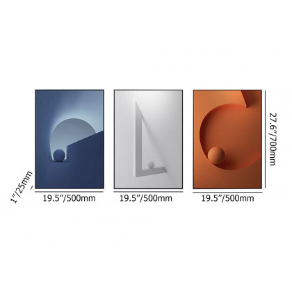 HMR - 28" 3-Pieces Modern Wall Decor Living Room Abstract Art Canvas Print with Metal Frame