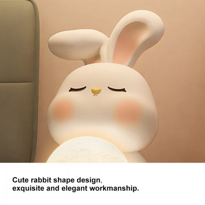 HMR - 24.4" White Resin Rabbit Moon Floor Lamp Sculpture Ornament Decor Living Room Bedroom