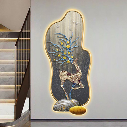 HMR - Modern Deer LED Lighting Wall Decoration Painting Living Room Decoration