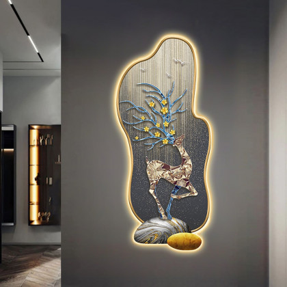 HMR - Modern Deer LED Lighting Wall Decoration Painting Living Room Decoration