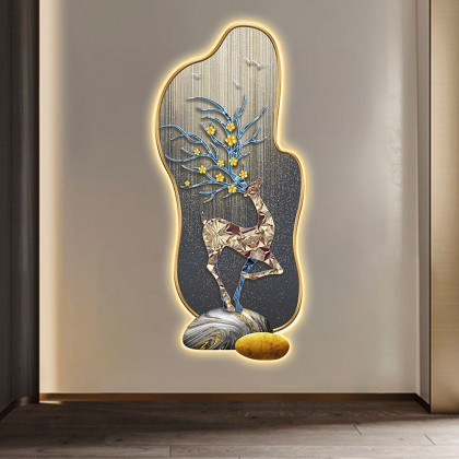 HMR - Modern Deer LED Lighting Wall Decoration Painting Living Room Decoration