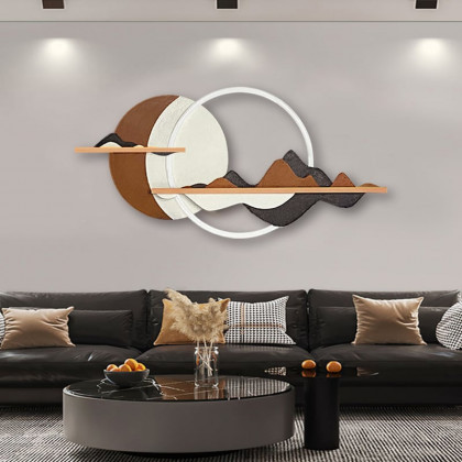 HMR - 3D Abstract Mountain Wall Decor Modern Geometric Round Painting Art Living Room Bedroom