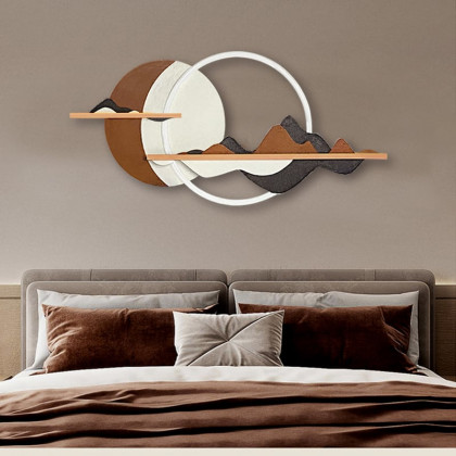 HMR - 3D Abstract Mountain Wall Decor Modern Geometric Round Painting Art Living Room Bedroom