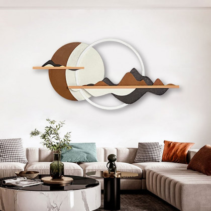 HMR - 3D Abstract Mountain Wall Decor Modern Geometric Round Painting Art Living Room Bedroom
