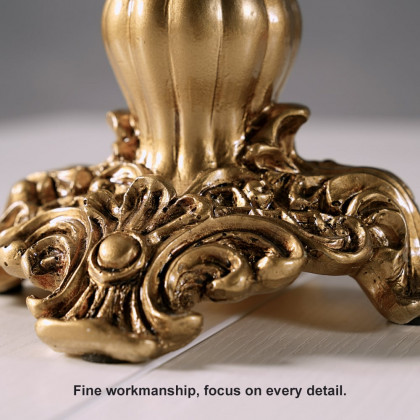 HMR - Shinely 15" European Retro White & Gold Resin Large Flower Vase Decor Art Living Room