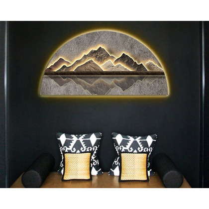 HMR Modern Abstract LED Lighting Wall Decorative Painting Living Room Decorative - Multi-color, 49.2"W x 1"D x 24.6"H