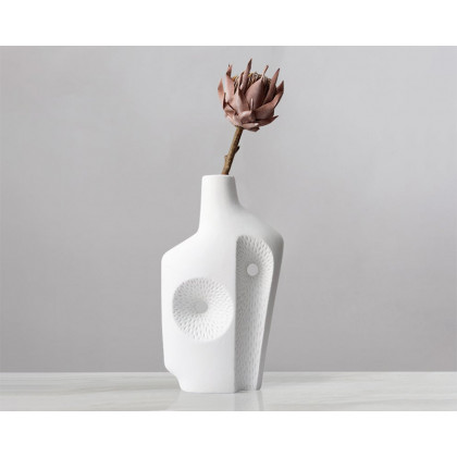 HMR - Modern White Resin Flower Vase Sculpture Home Decorative Figurine Object Desk Decor Art