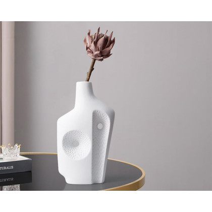 HMR - Modern White Resin Flower Vase Sculpture Home Decorative Figurine Object Desk Decor Art
