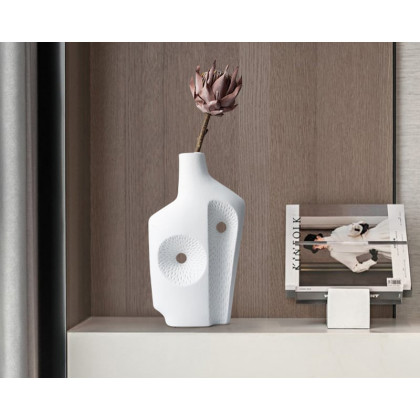 HMR - Modern White Resin Flower Vase Sculpture Home Decorative Figurine Object Desk Decor Art