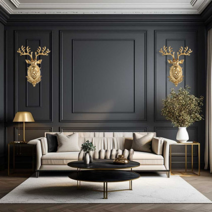 HMR - Creative Gold Lucky Deer Animals Head Wall Sculptures Wall Decorations