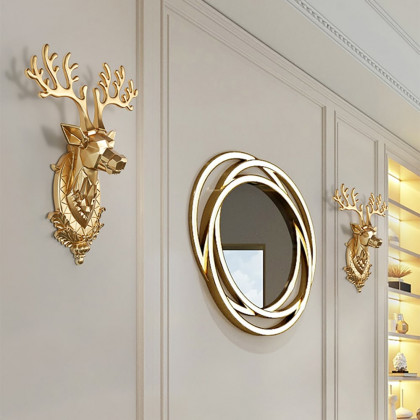 HMR - Creative Gold Lucky Deer Animals Head Wall Sculptures Wall Decorations