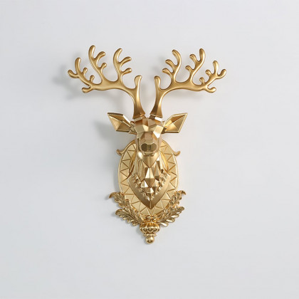 HMR - Creative Gold Lucky Deer Animals Head Wall Sculptures Wall Decorations