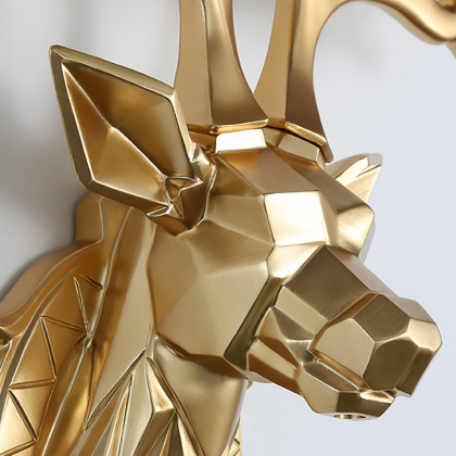 HMR - Creative Gold Lucky Deer Animals Head Wall Sculptures Wall Decorations