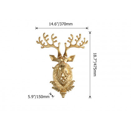 HMR - Creative Gold Lucky Deer Animals Head Wall Sculptures Wall Decorations