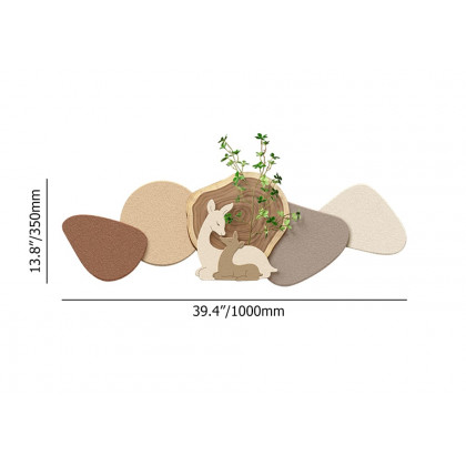 HMR - Japandi Deer 3D Wall Decorative Painting Creative Living Room Decor with Faux Plants