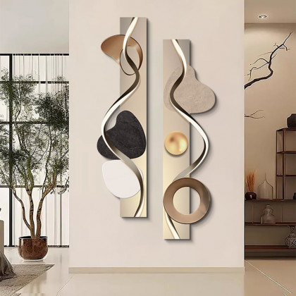 HMR - 39.4" Modern Abstract Geometric Multi-color Acrylic Wall Art with LED Backlighting