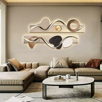 HMR - 39.4" Modern Abstract Geometric Multi-color Acrylic Wall Art with LED Backlighting