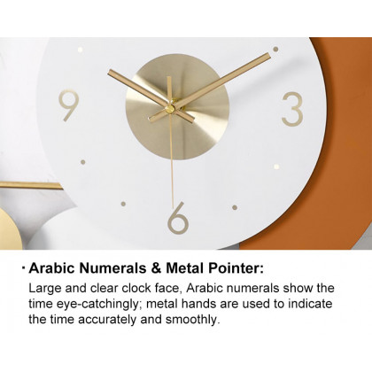HMR Modern 3D Round Wall Clock - White/Orange