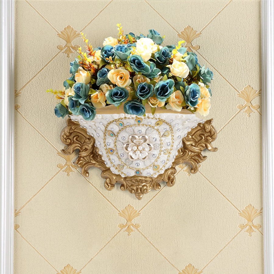 HMR - Shinely 11.2" European Retro Resin Wall Mount Flower Vase Decor Art Living Dining Room