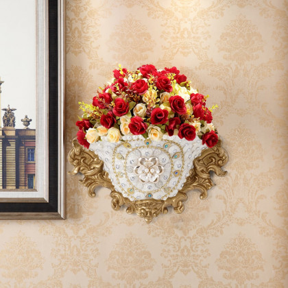 HMR - Shinely 11.2" European Retro Resin Wall Mount Flower Vase Decor Art Living Dining Room