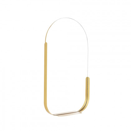 HMR - 31.5" Modern Arch Gold Wall Mirror Decor with Storage Shelf Rack Living Room Bedroom
