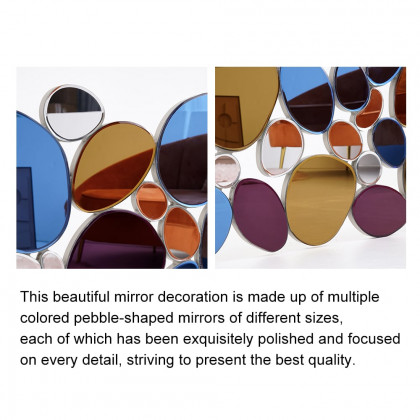 HMR - 31.5" Large Abstract Irregular Colorful Pebble Wall Mirror Decor Art Living Room Bedroom