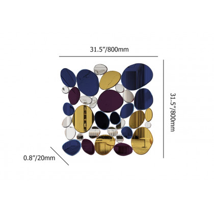 HMR - 31.5" Large Abstract Irregular Colorful Pebble Wall Mirror Decor Art Living Room Bedroom