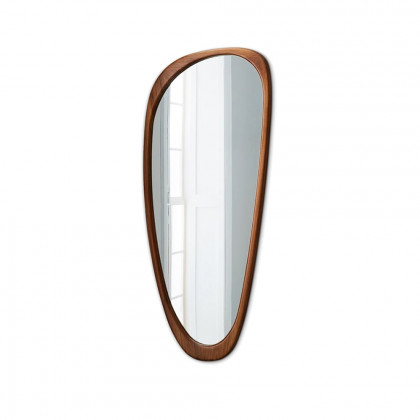 HMR - Rustic Asymmetrical Mirror Full Length Wall Mirror Wood Frame in Walnut