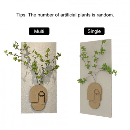 HMR - 3D Abstract Natural Sandstone Handmade Sculpture with Artificial Plants Wall Decor