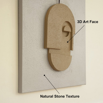 HMR - 3D Abstract Natural Sandstone Handmade Sculpture with Artificial Plants Wall Decor