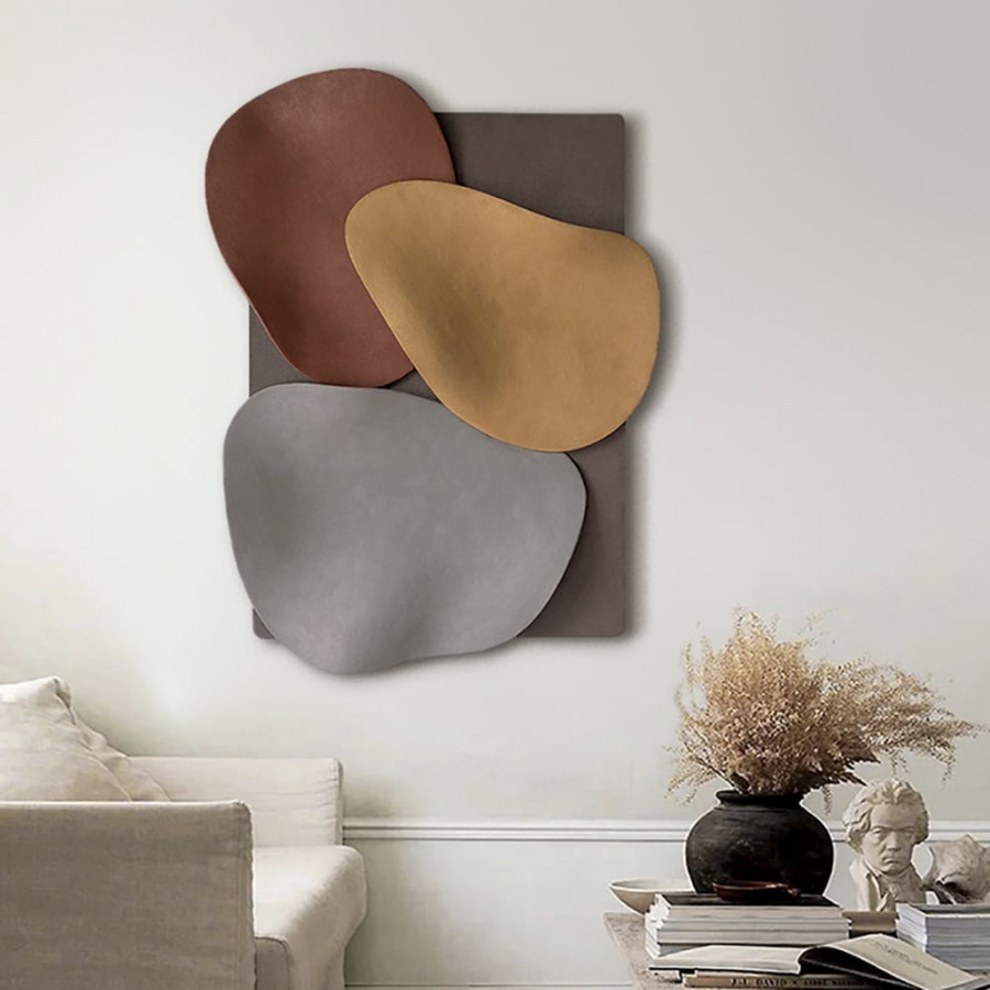 HMR - 31.5" Large 3D Abstract & Geometric Metal Wall Decor Art for Living Room Bedroom