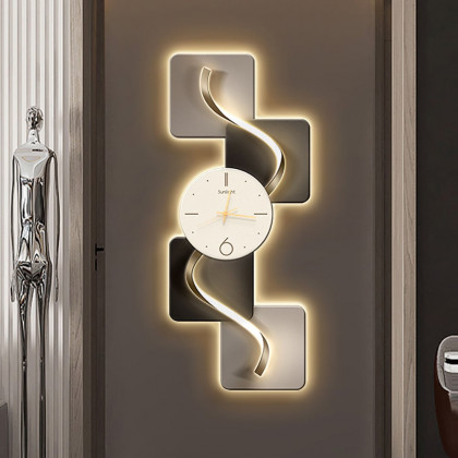 HMR - 39.4" Large Silent Wall Clock Light Modern Abstract Geometric Decor Art Living Room