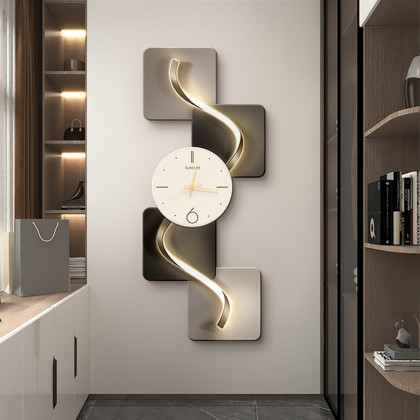 HMR - 39.4" Large Silent Wall Clock Light Modern Abstract Geometric Decor Art Living Room