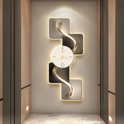 HMR - 39.4" Large Silent Wall Clock Light Modern Abstract Geometric Decor Art Living Room