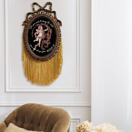 HMR - 5" x 7" Retro Gold Distressed Engraved Picture Frame Tassel Wall-mounted Photo Frame