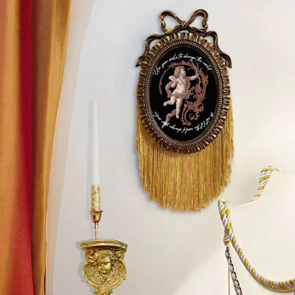 HMR - 5" x 7" Retro Gold Distressed Engraved Picture Frame Tassel Wall-mounted Photo Frame