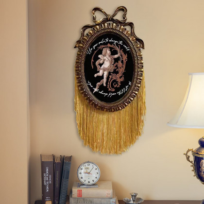 HMR - 5" x 7" Retro Gold Distressed Engraved Picture Frame Tassel Wall-mounted Photo Frame