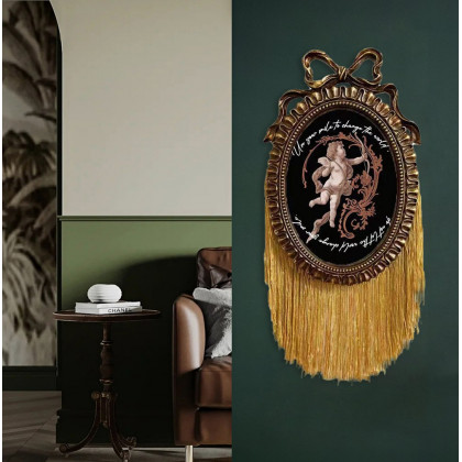 HMR - 5" x 7" Retro Gold Distressed Engraved Picture Frame Tassel Wall-mounted Photo Frame