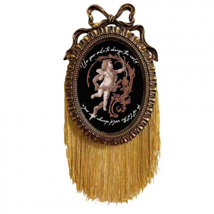 HMR - 5" x 7" Retro Gold Distressed Engraved Picture Frame Tassel Wall-mounted Photo Frame