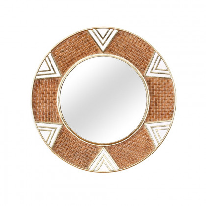 HMR - Modern Large Wall Mirror Decorative Round Metal Wall Decor Mirror in Brown
