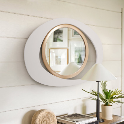 HMR - Modern 4-Piece 23.6" Large White & Gold Abstract Geometry Wall Mirror Decor Living Room