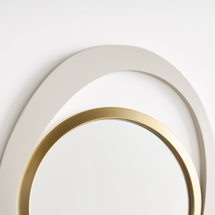 HMR - Modern 4-Piece 23.6" Large White & Gold Abstract Geometry Wall Mirror Decor Living Room