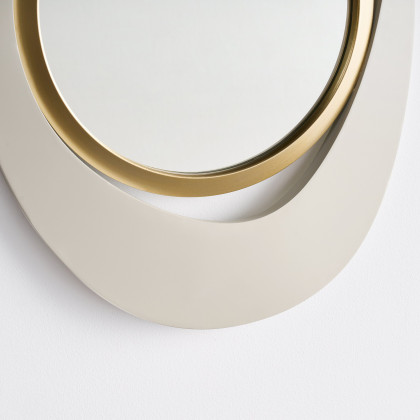 HMR - Modern 4-Piece 23.6" Large White & Gold Abstract Geometry Wall Mirror Decor Living Room