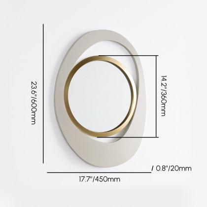 HMR - Modern 4-Piece 23.6" Large White & Gold Abstract Geometry Wall Mirror Decor Living Room