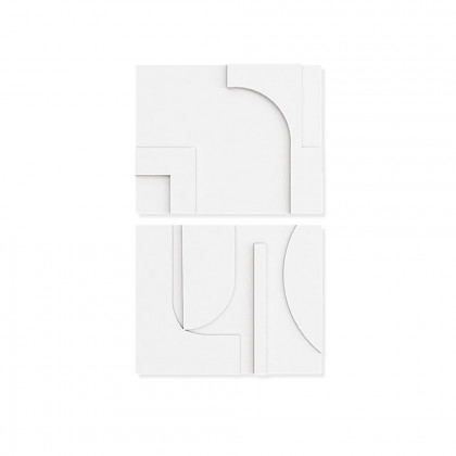 HMR 2 Pieces Japandi Abstract Wood Wall Decor for Living Room 3D Hanging Art - White, 27.6"W x 1.2"D x 19.7"H