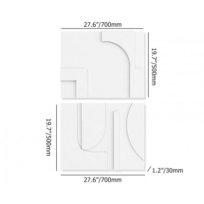 HMR 2 Pieces Japandi Abstract Wood Wall Decor for Living Room 3D Hanging Art - White, 27.6"W x 1.2"D x 19.7"H